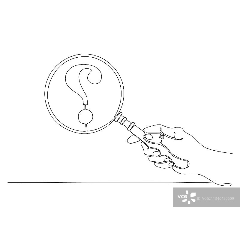 连续线条绘制手持放大镜图片素材