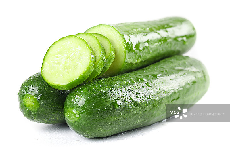 白底上放着新鲜水果黄瓜图片素材