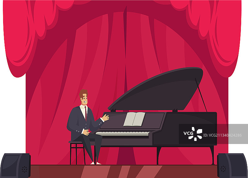 钢琴家扁平风格图片素材