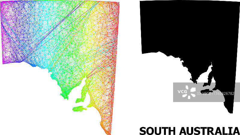 光谱渐变下的南澳大利亚州网络地图图片素材