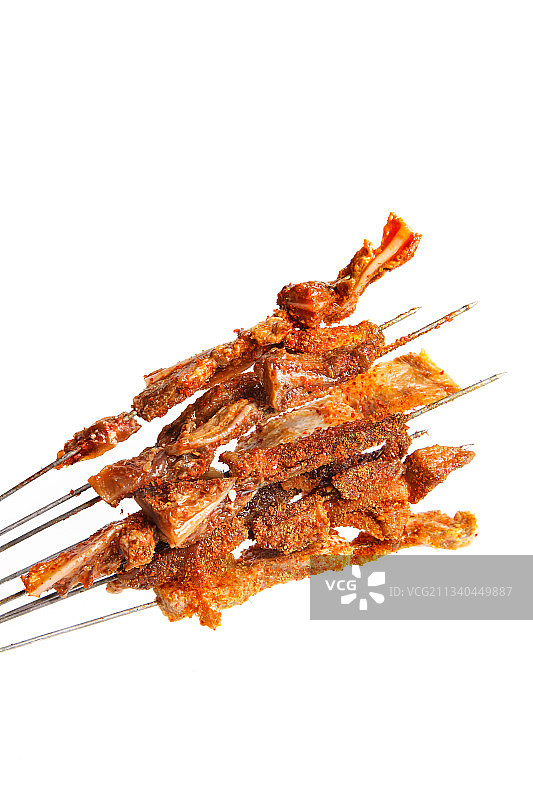 签子上穿着烤脆骨图片素材