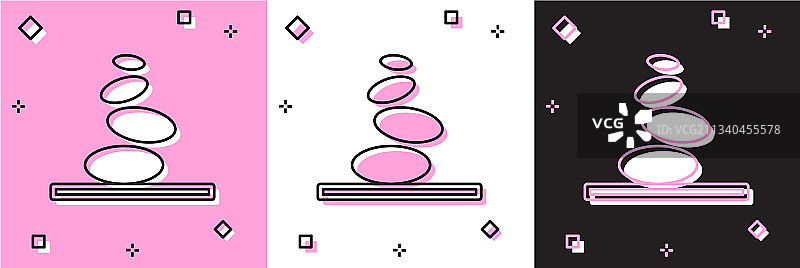 粉色背景热石堆叠图标合集图片素材