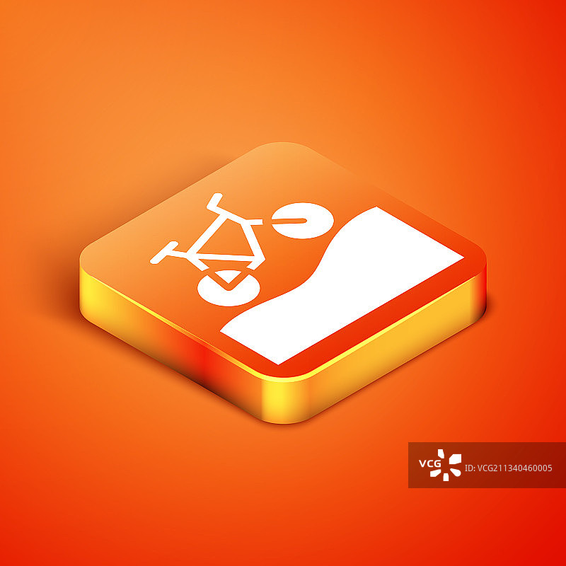2.5D橙色背景孤立的山地自行车图标图片素材