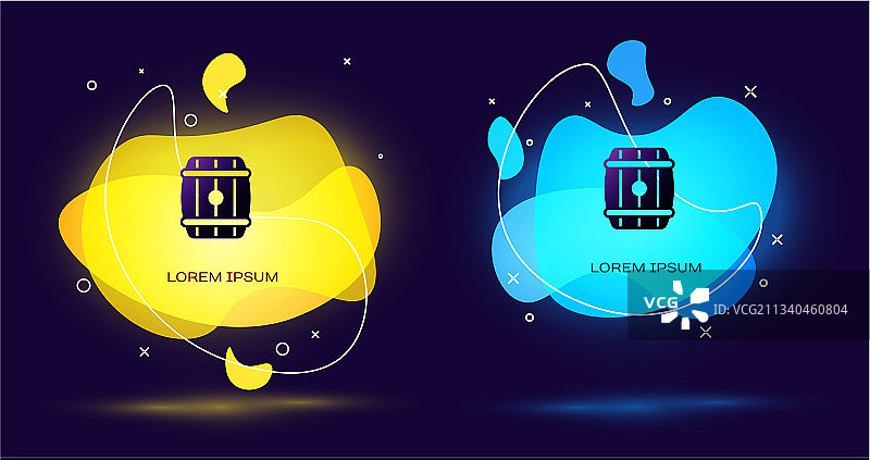 黑色木桶图标，黑色背景图片素材