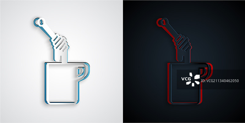 滴蜂蜜的剪纸风格蜂蜜勺图片素材