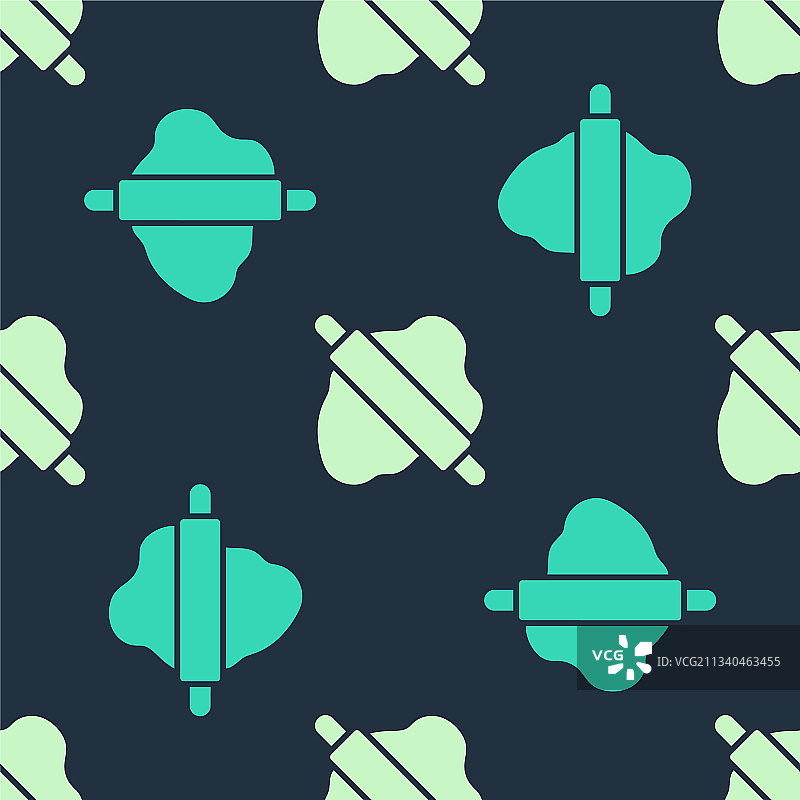 绿色米色擀面杖在面团上图标（隔离）图片素材