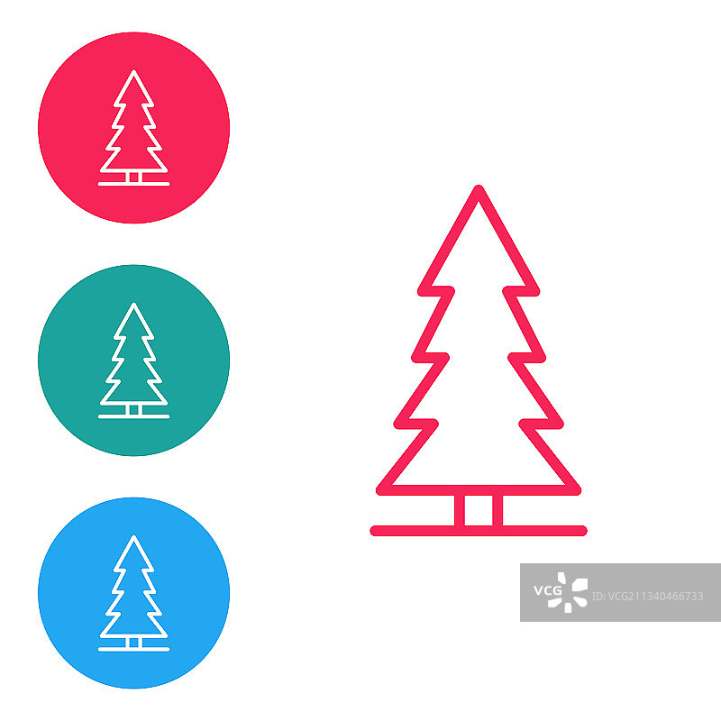 红色线条加拿大云杉图标，白色背景图片素材
