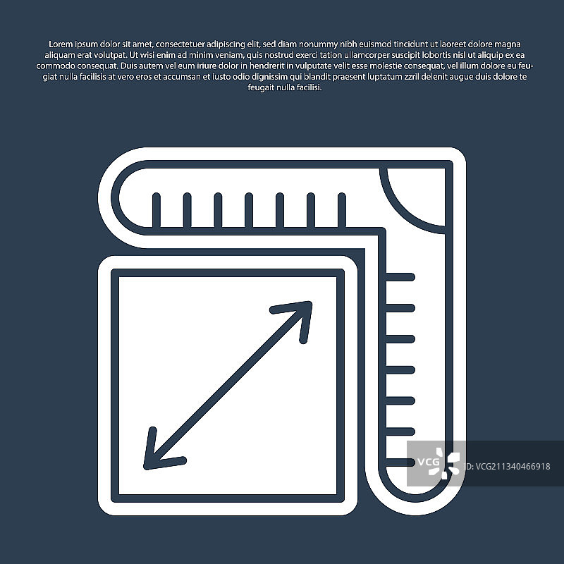 蓝色背景上的蓝色线条纸张尺寸图标图片素材