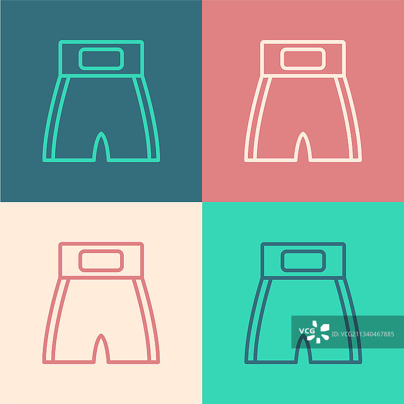 彩色背景上的波普艺术风格拳击短裤图标图片素材