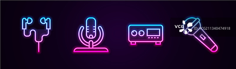 线条空气耳机麦克风吉他图片素材