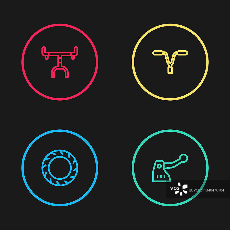 自行车车轮轮胎刹车和车把线条设计图片素材