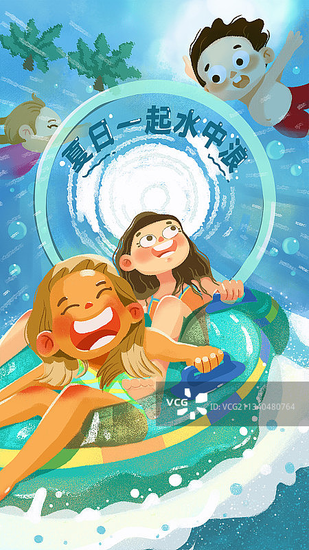 夏日水中浪图片素材