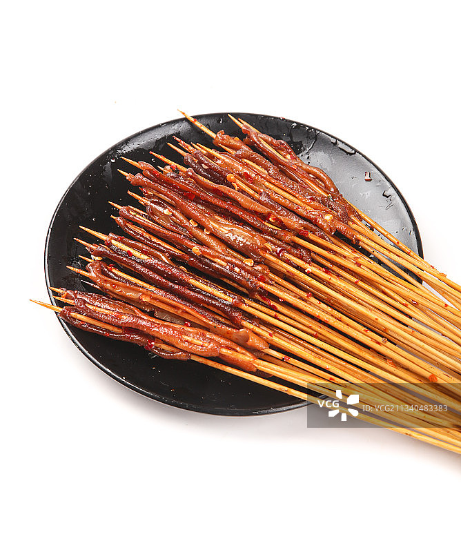 白底上放着鸭肠串图片素材
