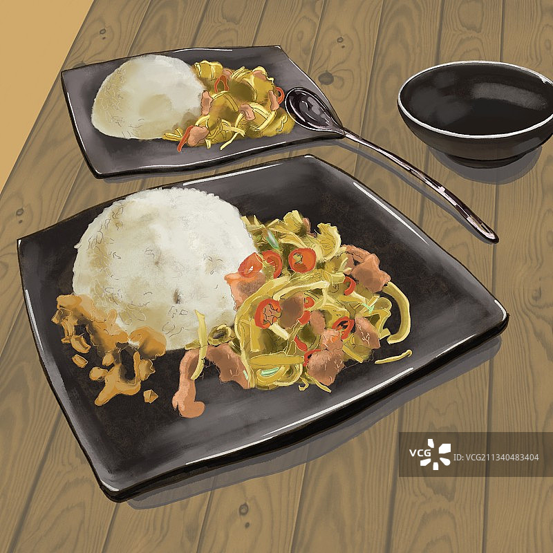 酸笋牛肉盖饭图片素材