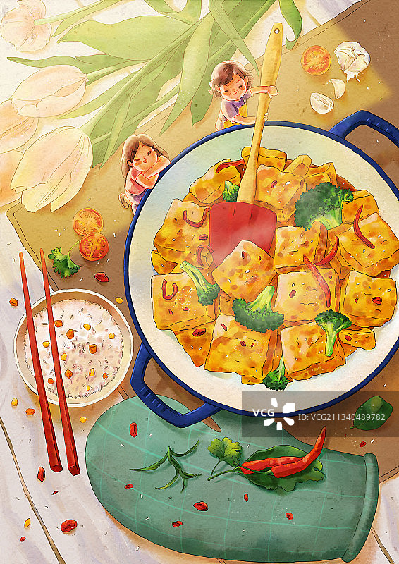 水彩豆腐图片素材