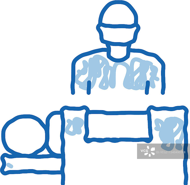 外科医生和患者在手术台上涂鸦图标图片素材