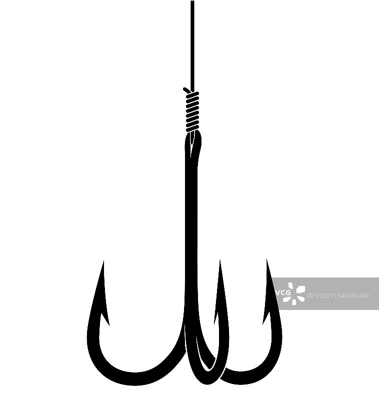 简单的三鱼钩线条剪影图片素材