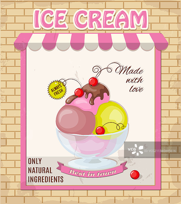 复古商店里的红醋莓冰淇淋图片素材