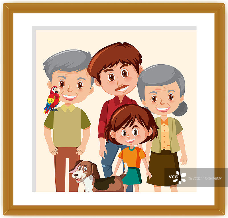 相框里的幸福家庭照图片素材