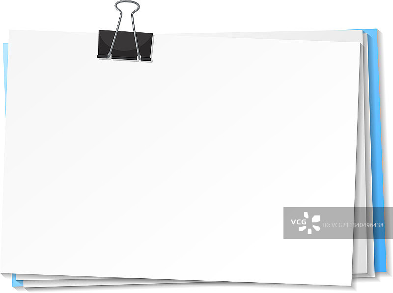 空白纸张和燕尾夹模板图片素材