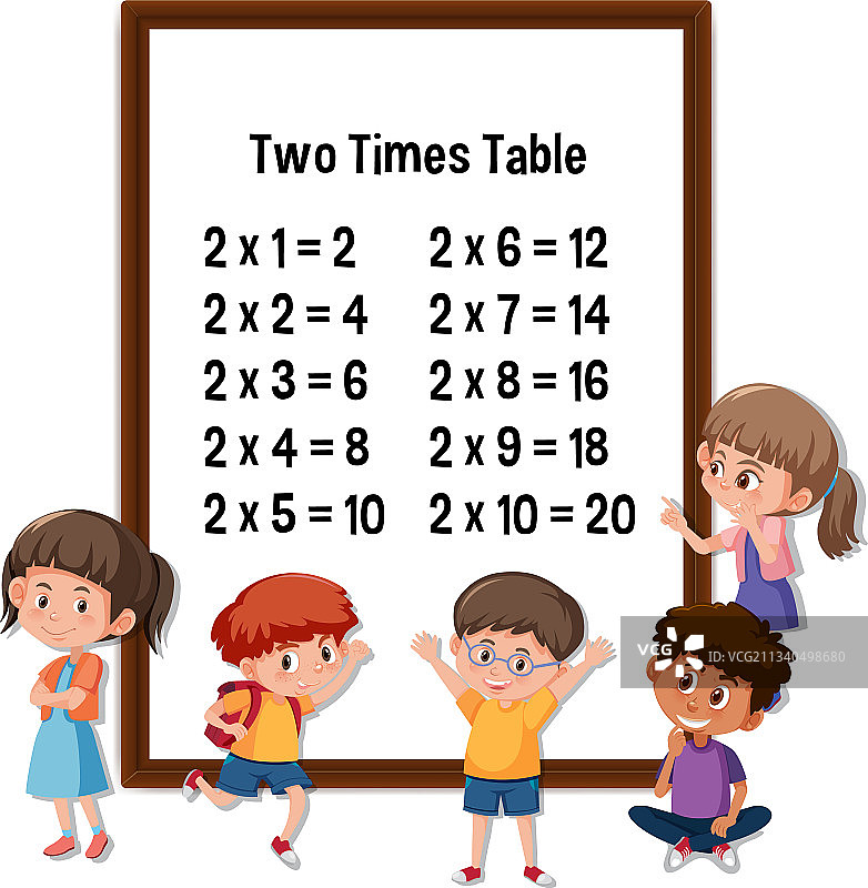 九九乘法表和卡通儿童图片素材