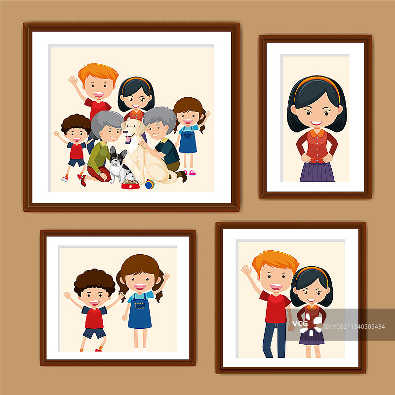 卡通相框幸福家庭照片图片素材