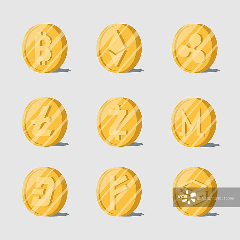各种加密货币电子现金图片素材