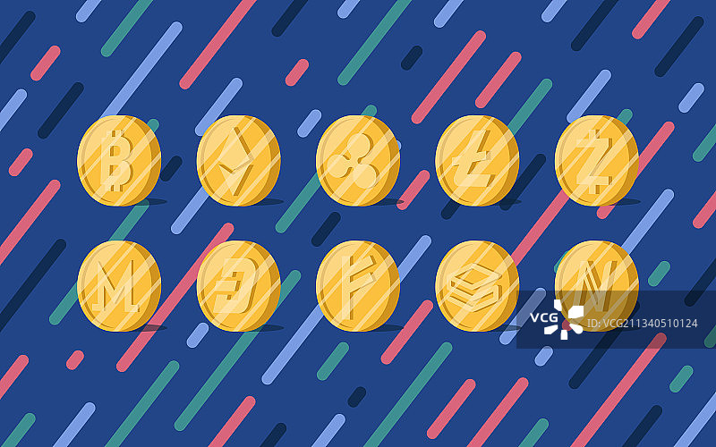 各种加密货币电子现金图片素材