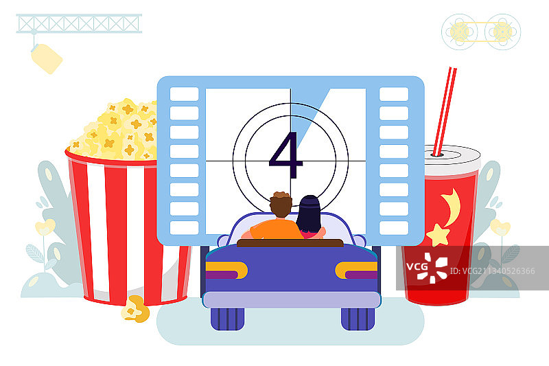 露天停车场汽车电影院图片素材