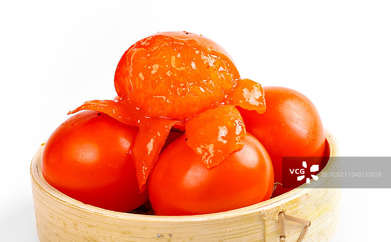 白底上放着火晶柿子图片素材