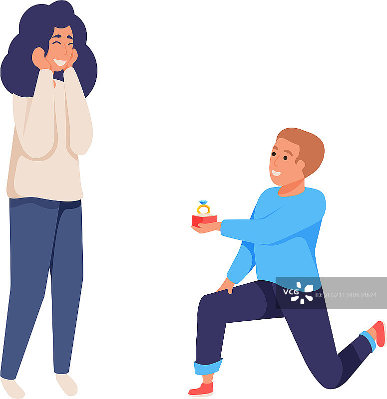 求婚男子扁平风格图片素材