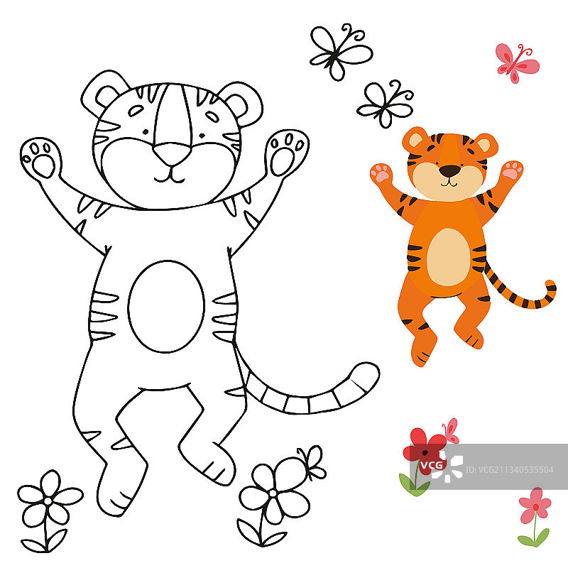 涂鸦风格的老虎图片素材