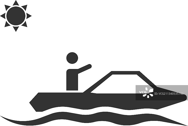 骑摩托艇在海浪上漂浮的男人图标图片素材