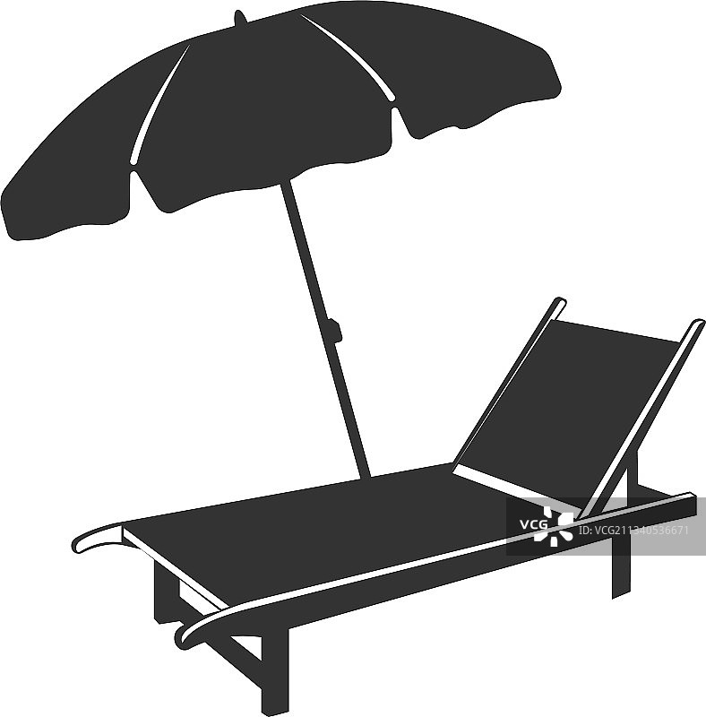 带伞的躺椅图标图片素材