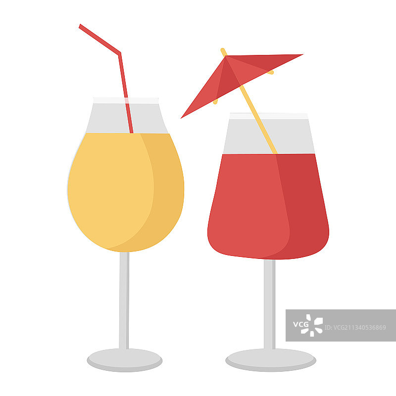 白色背景上的两只鸡尾酒杯图片素材