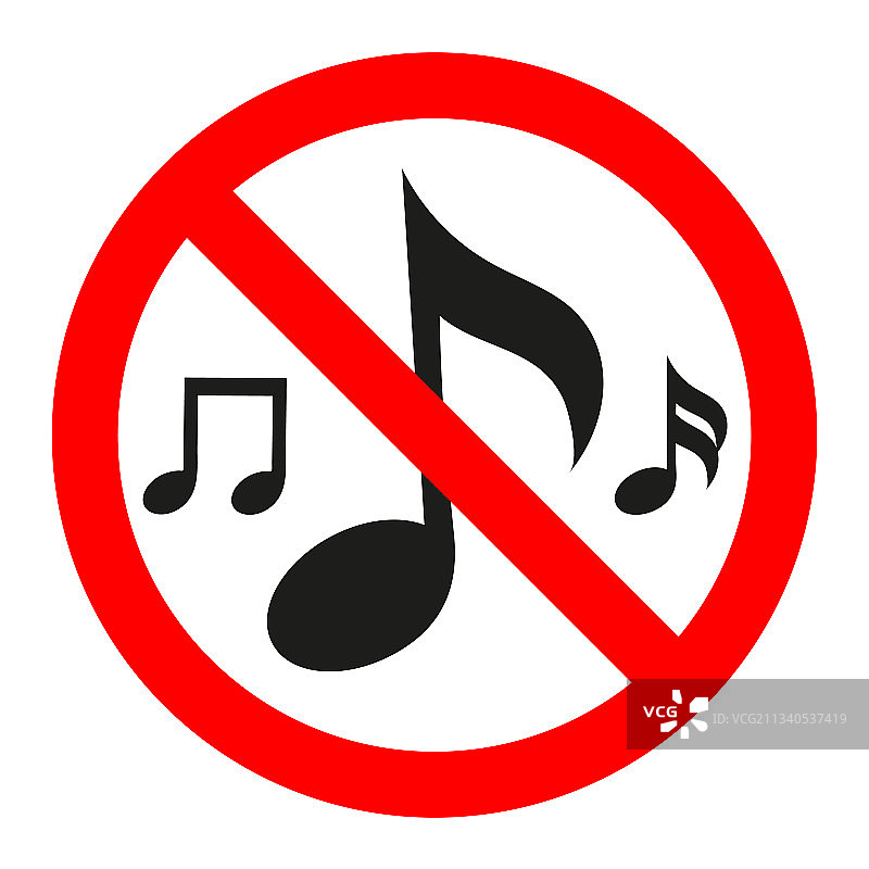 禁止音乐红色标志图片素材