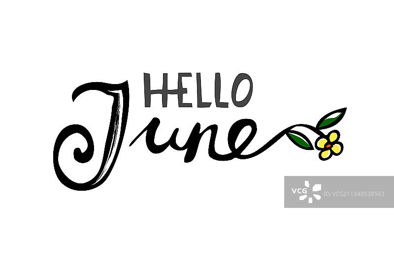 简约的六月你好白色背景字母图片素材