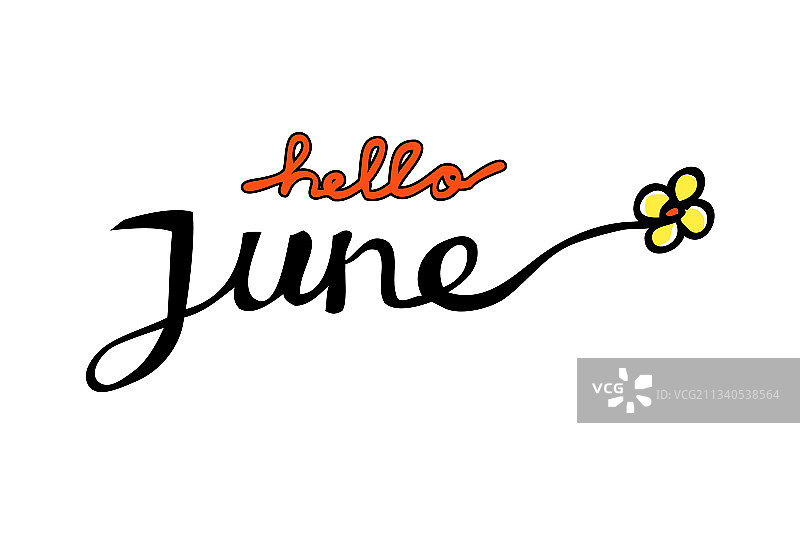 简约的六月你好白色背景字母图片素材