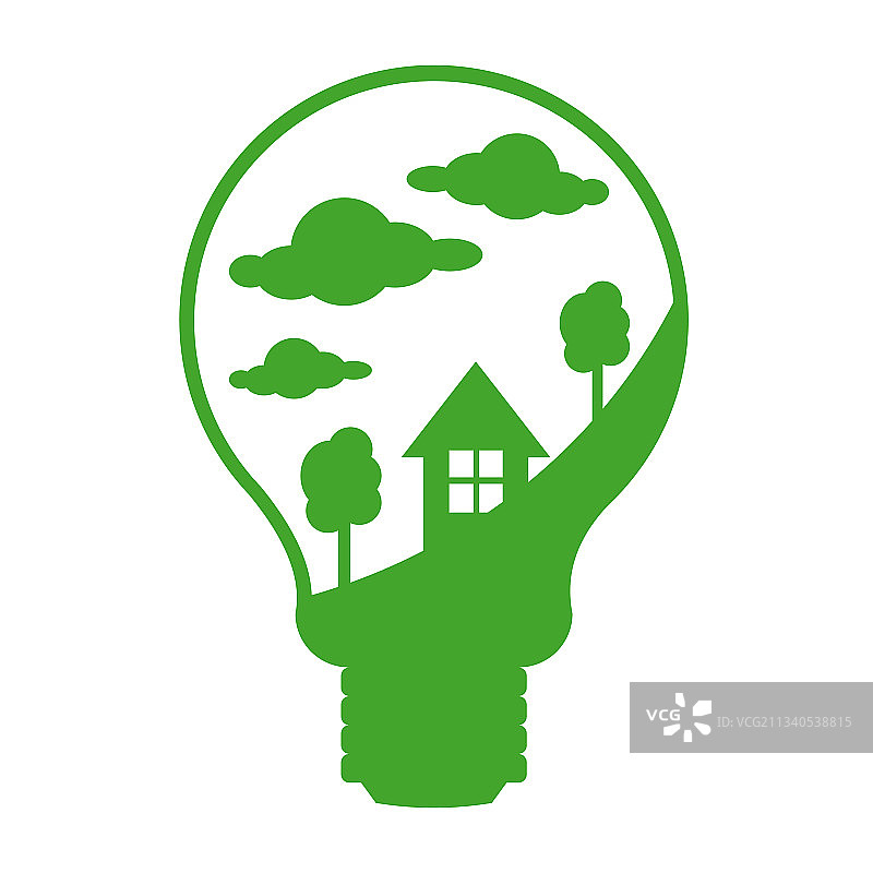 白色背景上的绿色节能灯泡图片素材