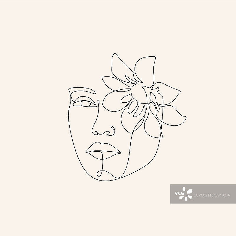 超现实人脸连续线条绘画图片素材