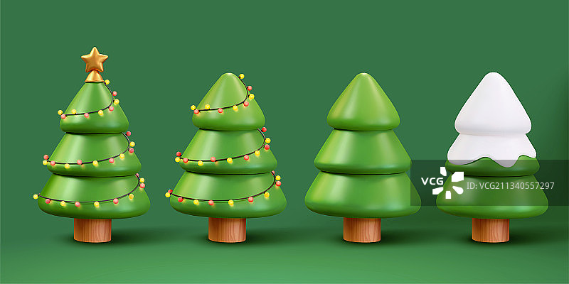 圣诞树三维渲染元素图片素材