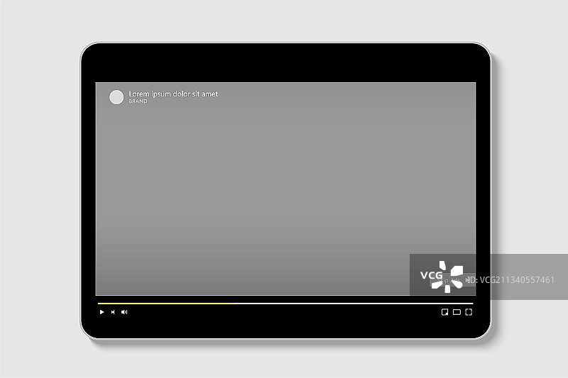 视频播放器深色模式下的植入式广告样机模版图片素材