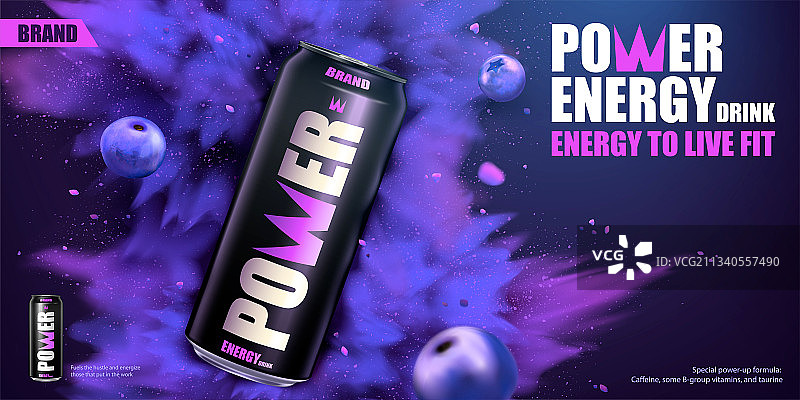 蓝莓口味能量饮料广告横幅图片素材