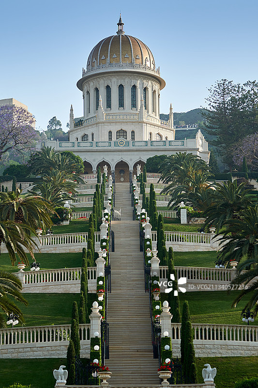 以色列海法，巴哈伊教，空中花园，世界遗产名录，宗教，地中海图片素材