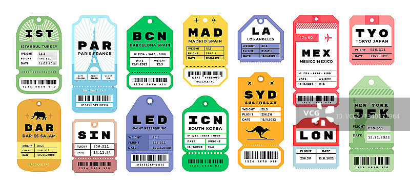 飞机旅行标签：机场行李票图片素材