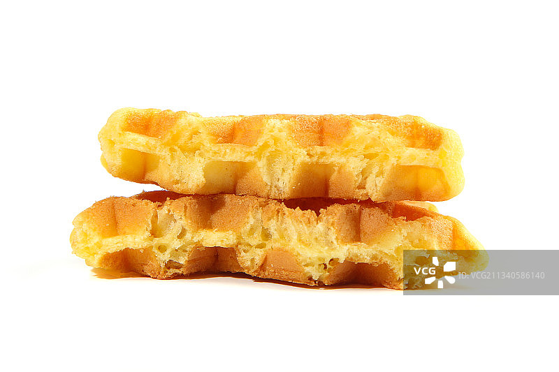 白底上掰开的华夫饼图片素材