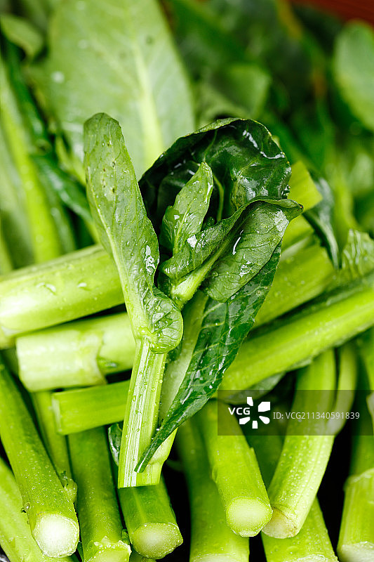 木板上放着广东菜心图片素材