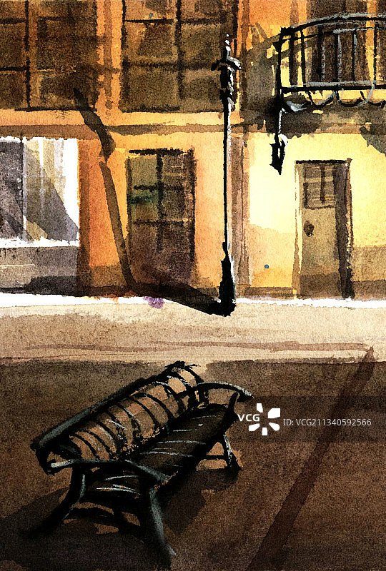 小镇风景插画图片素材