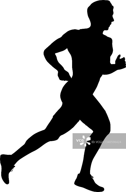 白色背景上的黑色赛跑者剪影图片素材