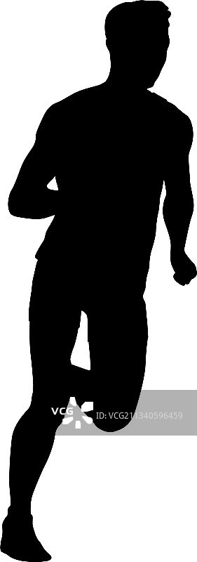 白色背景上的黑色赛跑者剪影图片素材